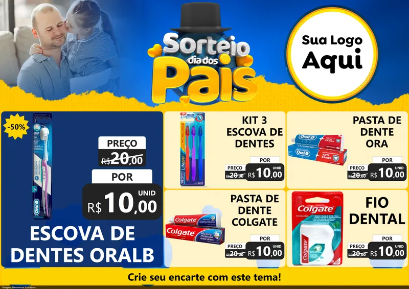 Modelo de Encarte para Encarte A4 Horizontal com o tema Sorteio Dia Dos Pais para Higiene Pessoal