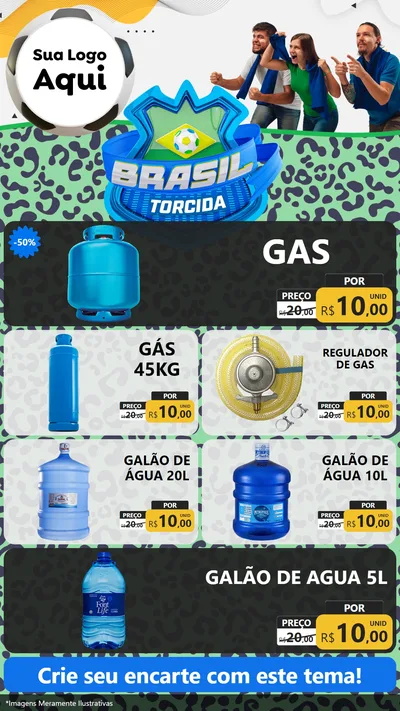 Modelo de TV para TV Vertical com o tema Brasil Torcida - Copa para Água e gás