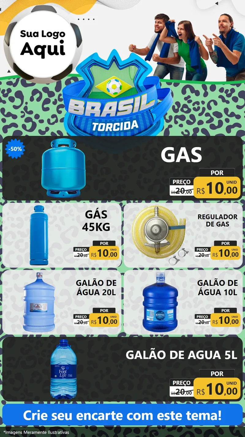 Modelo de TV para TV Vertical com o tema Brasil Torcida - Copa para Água e gás