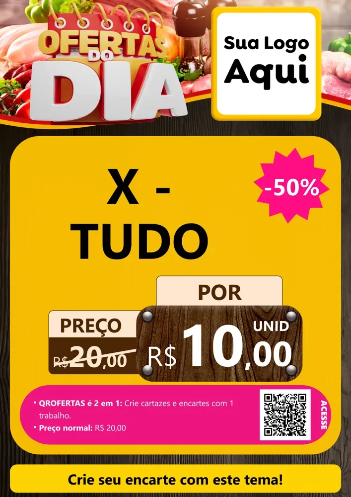 Modelo de Cartaz para Cartaz A4 Vertical com o tema Ofertas do Dia para Hamburgueria