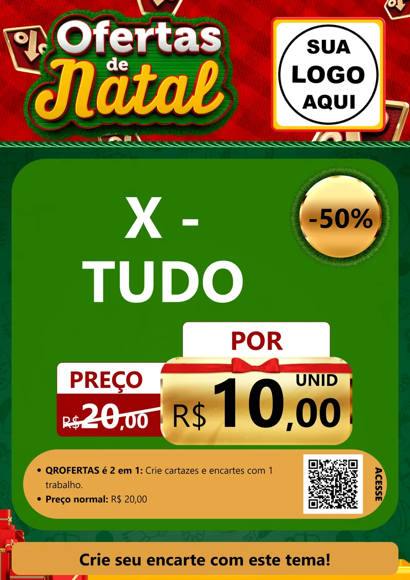 Modelo de Cartaz para Cartaz A4 Vertical com o tema Ofertas de Natal para Hamburgueria