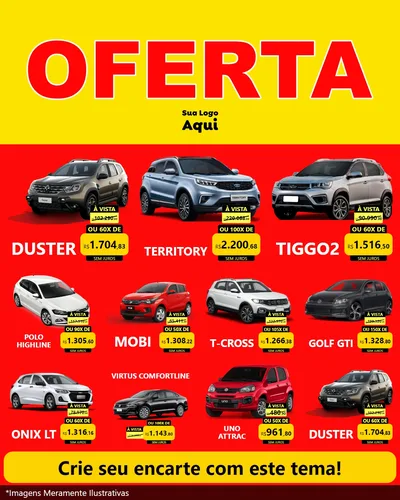 Modelo de Rede Social para Feed Instagram com o tema OFERTA - Vermelho Cartaz para Concessionaria de Carros