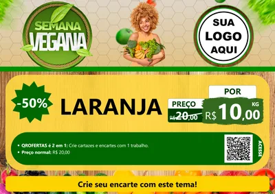 Modelo de Cartaz para Cartaz A4 Horizontal com o tema Semana Vegana para Hortifrúti