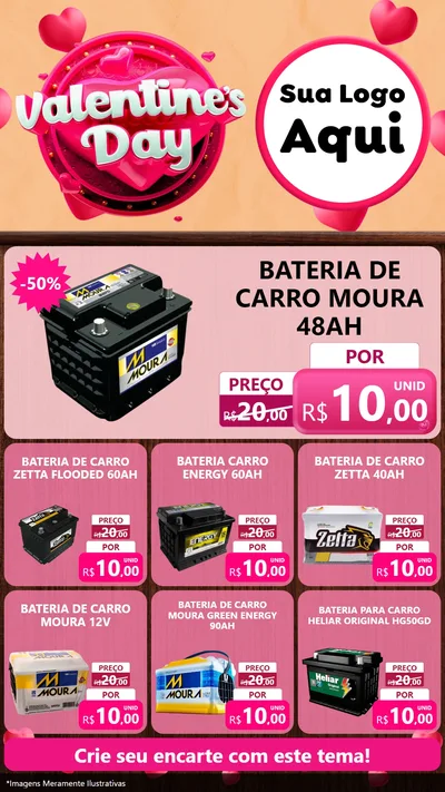 Modelo de Rede Social para Stories com o tema Valentine's Day para Baterias Elétricas