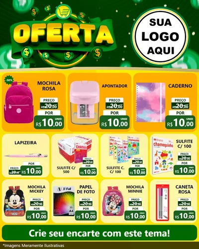 Modelo de Rede Social para Feed Instagram com o tema Oferta para Papelaria