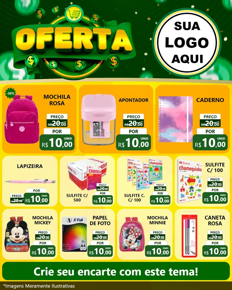 Modelo de Rede Social para Feed Instagram com o tema Oferta para Papelaria