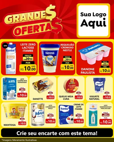 Modelo de Rede Social para Feed Instagram com o tema Grandes Ofertas para Frios e Laticínios