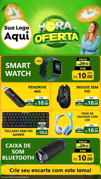 Modelo de TV para TV Vertical com o tema Hora da Oferta para Informática