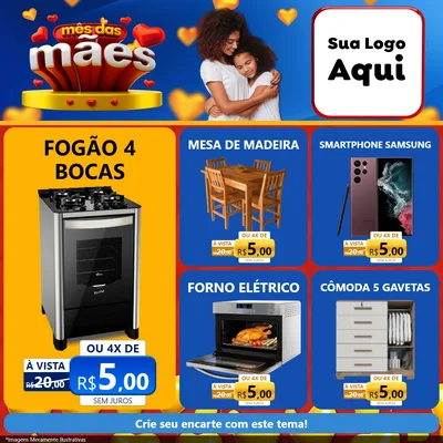 Modelo de Rede Social para Feed Facebook com o tema Mês das Mães para Móveis e Eletro