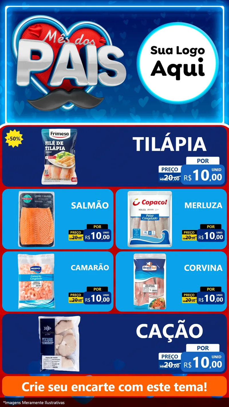 Modelo de TV para TV Vertical com o tema Mês Dos Pais para Peixaria