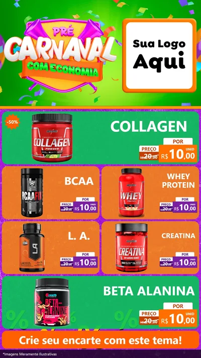 Modelo de TV para TV Vertical com o tema Pré-Carnaval Com Economia para Suplementos alimentares