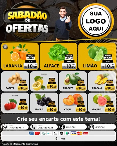 Modelo de Rede Social para Feed Instagram com o tema Sabadão de Ofertas para Hortifrúti