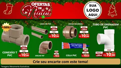 Modelo de TV para TV Horizontal com o tema Ofertas de Natal para Tubos e conexões