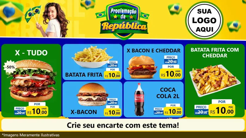 Modelo de TV para TV Horizontal com o tema Proclamação da República para Hamburgueria