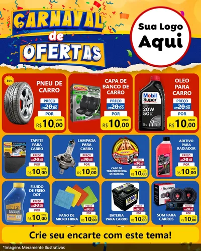 Modelo de Rede Social para Feed Instagram com o tema Carnaval de Ofertas para Auto peças