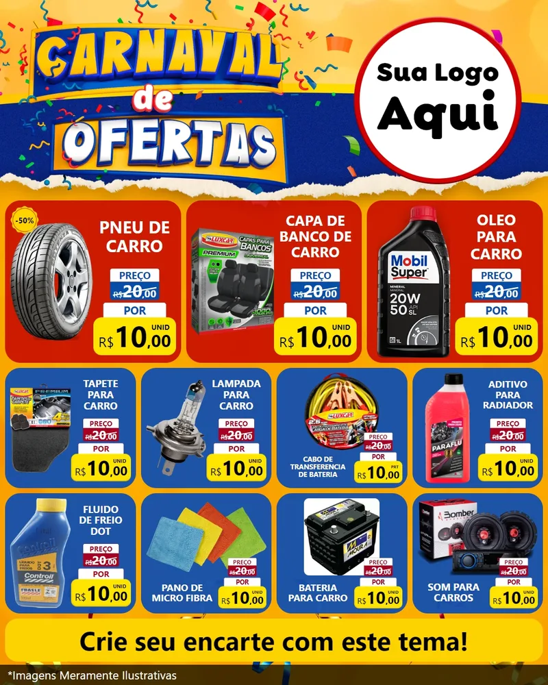 Modelo de Rede Social para Feed Instagram com o tema Carnaval de Ofertas para Auto peças