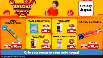 Modelo de TV para TV Horizontal com o tema Saldão de Março para Embalagens