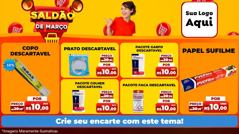 Modelo de TV para TV Horizontal com o tema Saldão de Março para Embalagens