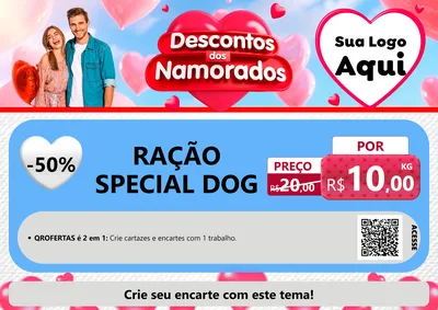 Modelo de Cartaz para Cartaz A4 Horizontal com o tema Descontos dos Namorados para Pet Shop