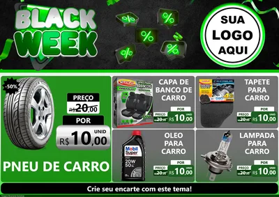 Modelo de Encarte para Encarte A4 Horizontal com o tema Black Week para Auto peças