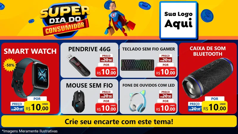 Modelo de TV para TV Horizontal com o tema Super Dia do Consumidor para Informática