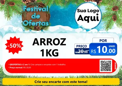 Modelo de Cartaz para Cartaz A4 Horizontal com o tema Festival de Ofertas - Inverno para Supermercado