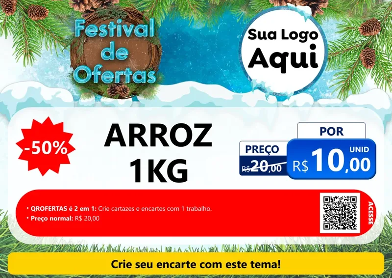 Modelo de Cartaz para Cartaz A4 Horizontal com o tema Festival de Ofertas - Inverno para Supermercado