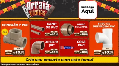 Modelo de TV para TV Horizontal com o tema Arraiá de Ofertas - Junina para Tubos e conexões