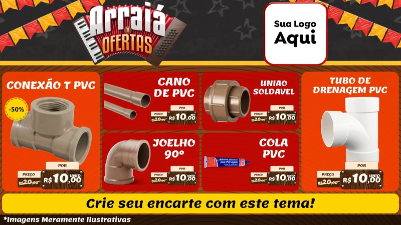 Modelo de TV para TV Horizontal com o tema Arraiá de Ofertas - Junina para Tubos e conexões