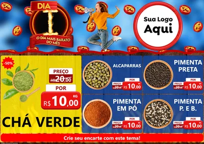 Modelo de Encarte para Encarte A4 Horizontal com o tema Dia I - O Dia Mais Barato Do Mês para Produtos Naturais