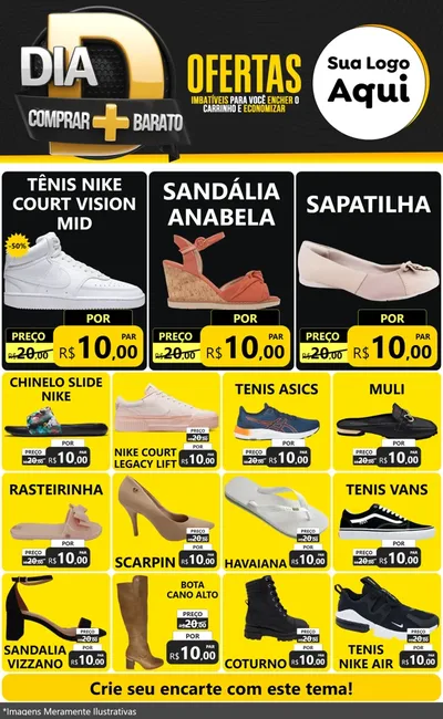 Modelo de Encarte para Encarte Grande com o tema Dia D Mais Economia para Calçados