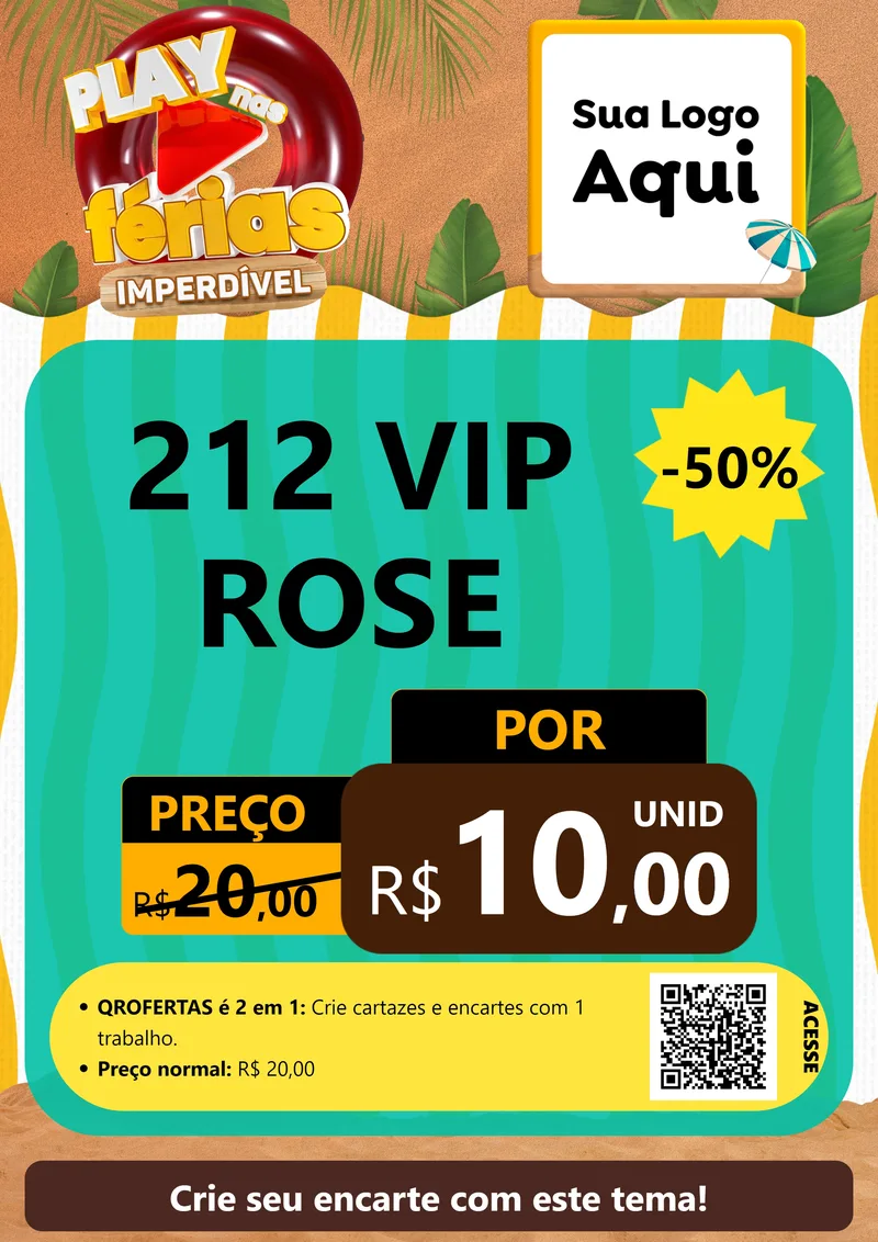 Modelo de Cartaz para Cartaz A4 Vertical com o tema Play Nas Férias Imperdível para Perfumes
