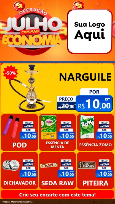 Modelo de Rede Social para Stories com o tema Operação Julho Com Mais Economia para Tabacaria
