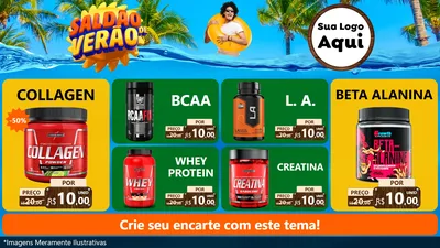 Modelo de TV para TV Horizontal com o tema Saldão de Verão para Suplementos alimentares