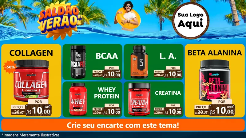 Modelo de TV para TV Horizontal com o tema Saldão de Verão para Suplementos alimentares