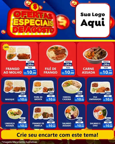 Modelo de Rede Social para Feed Instagram com o tema Ofertas Especiais de Agosto para Restaurante