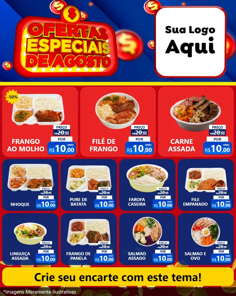 Modelo de Rede Social para Feed Instagram com o tema Ofertas Especiais de Agosto para Restaurante