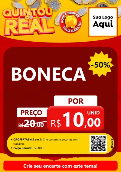 Modelo de Cartaz para Cartaz A4 Vertical com o tema Quintou do Real para Brinquedos