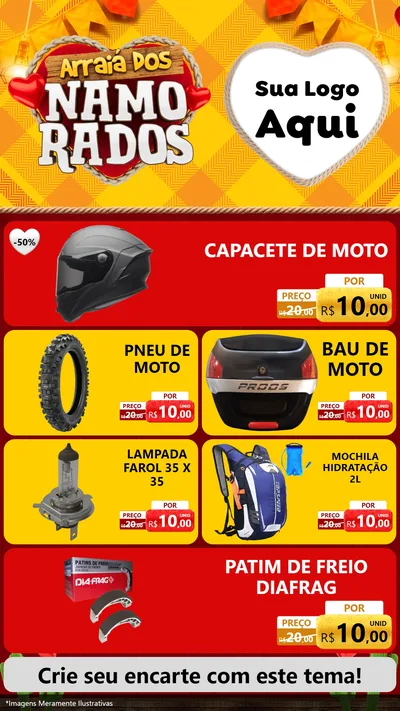 Modelo de TV para TV Vertical com o tema Arraiá dos Namorados para Moto peças