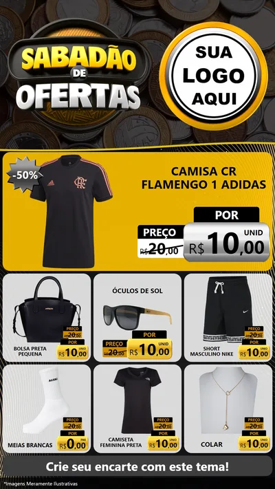 Modelo de Rede Social para Stories com o tema Sabadão de Ofertas para Roupas e acessórios