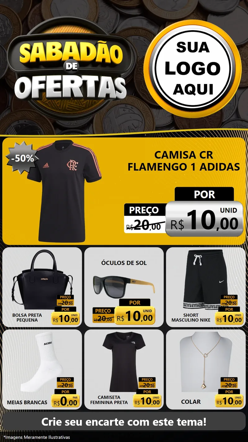 Modelo de Rede Social para Stories com o tema Sabadão de Ofertas para Roupas e acessórios