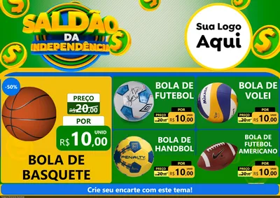 Modelo de Encarte para Encarte A4 Horizontal com o tema Saldão da Indepêndencia para Artigos Esportivos