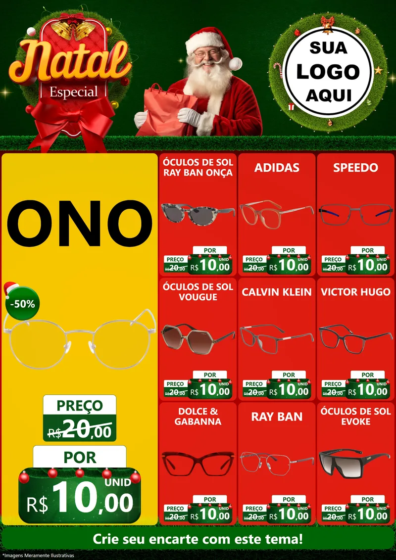 Modelo de Encarte para Encarte A4 Vertical com o tema Natal Especial para Óticas
