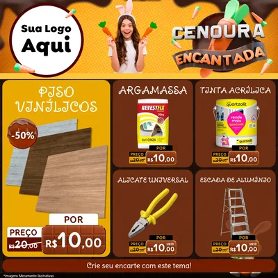Modelo de Rede Social para Feed Facebook com o tema Cenoura Encantada - Páscoa para Material para Construção