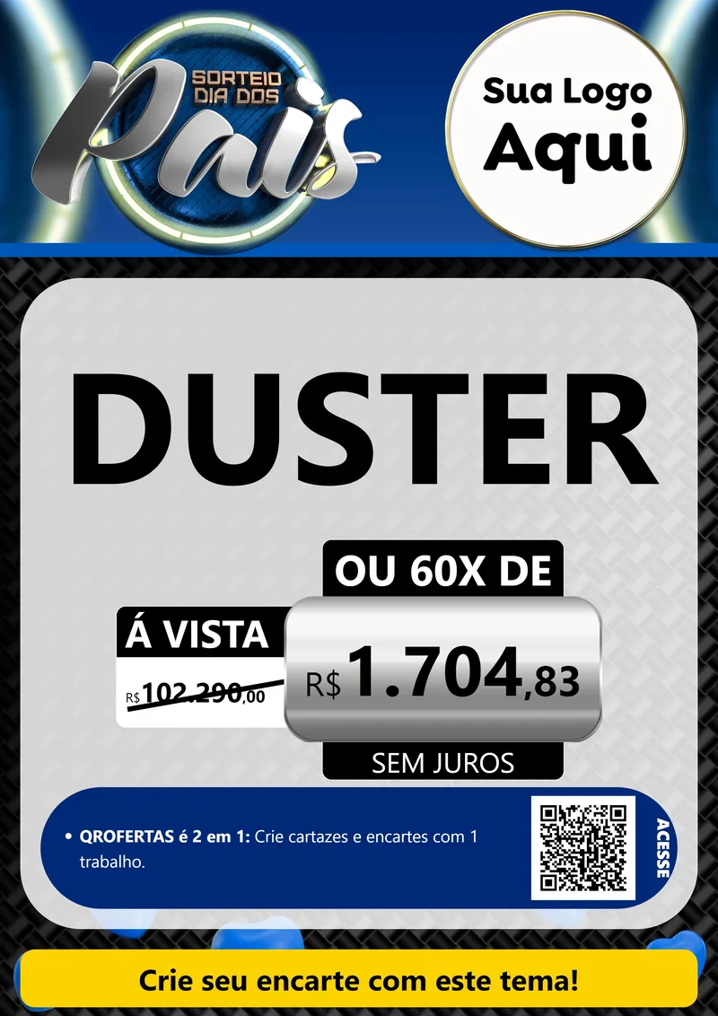 Modelo de Cartaz para Cartaz A4 Vertical com o tema Sorteio Dia Dos Pais para Concessionaria de Carros