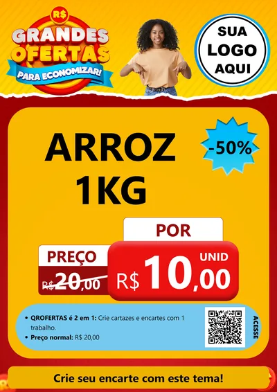 Modelo de Cartaz para Cartaz A4 Vertical com o tema Grandes Ofertas Para Economizar! para Supermercado