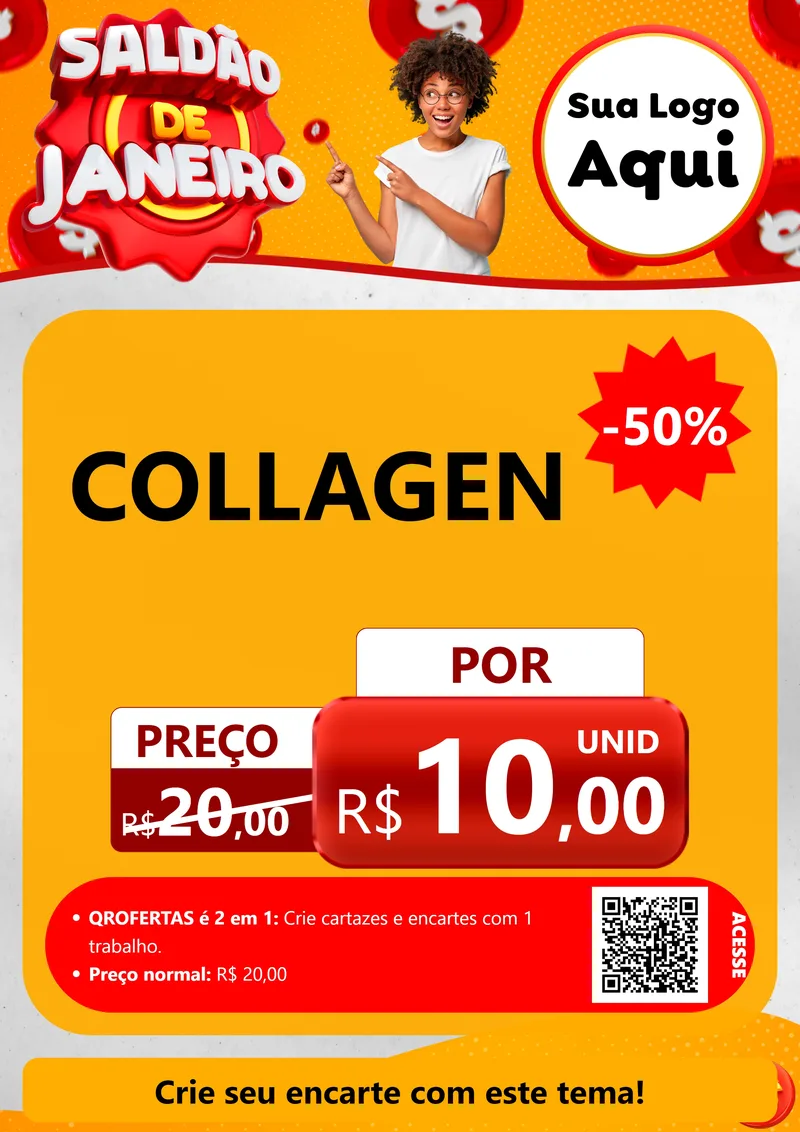 Modelo de Cartaz para Cartaz A4 Vertical com o tema Saldão de Janeiro para Suplementos alimentares