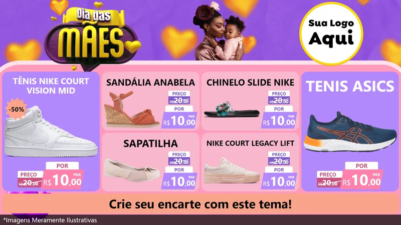 Modelo de TV para TV Horizontal com o tema Dia das Mães para Calçados