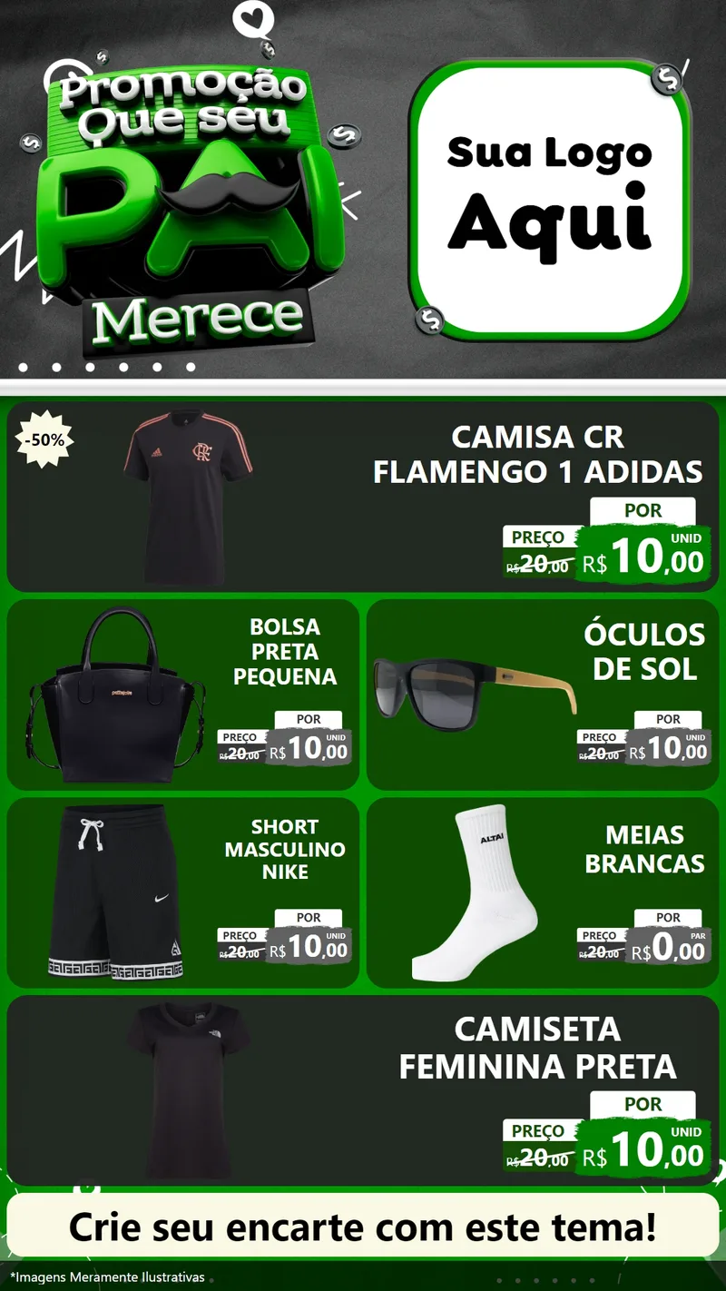 Modelo de TV para TV Vertical com o tema Promoção Que seu Pai Merece para Roupas e acessórios