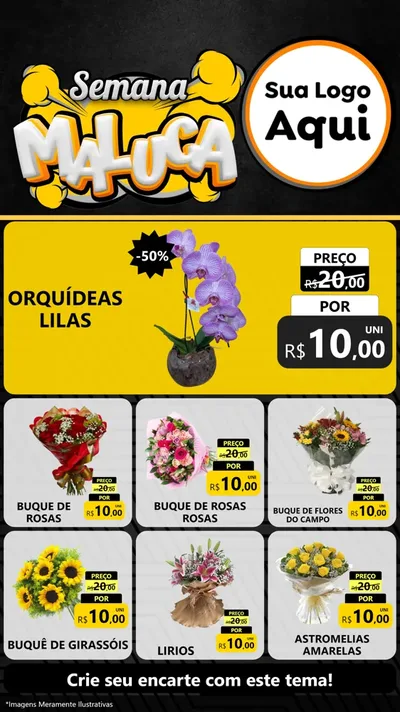 Modelo de Rede Social para Stories com o tema Semana Maluca para Floricultura e jardim